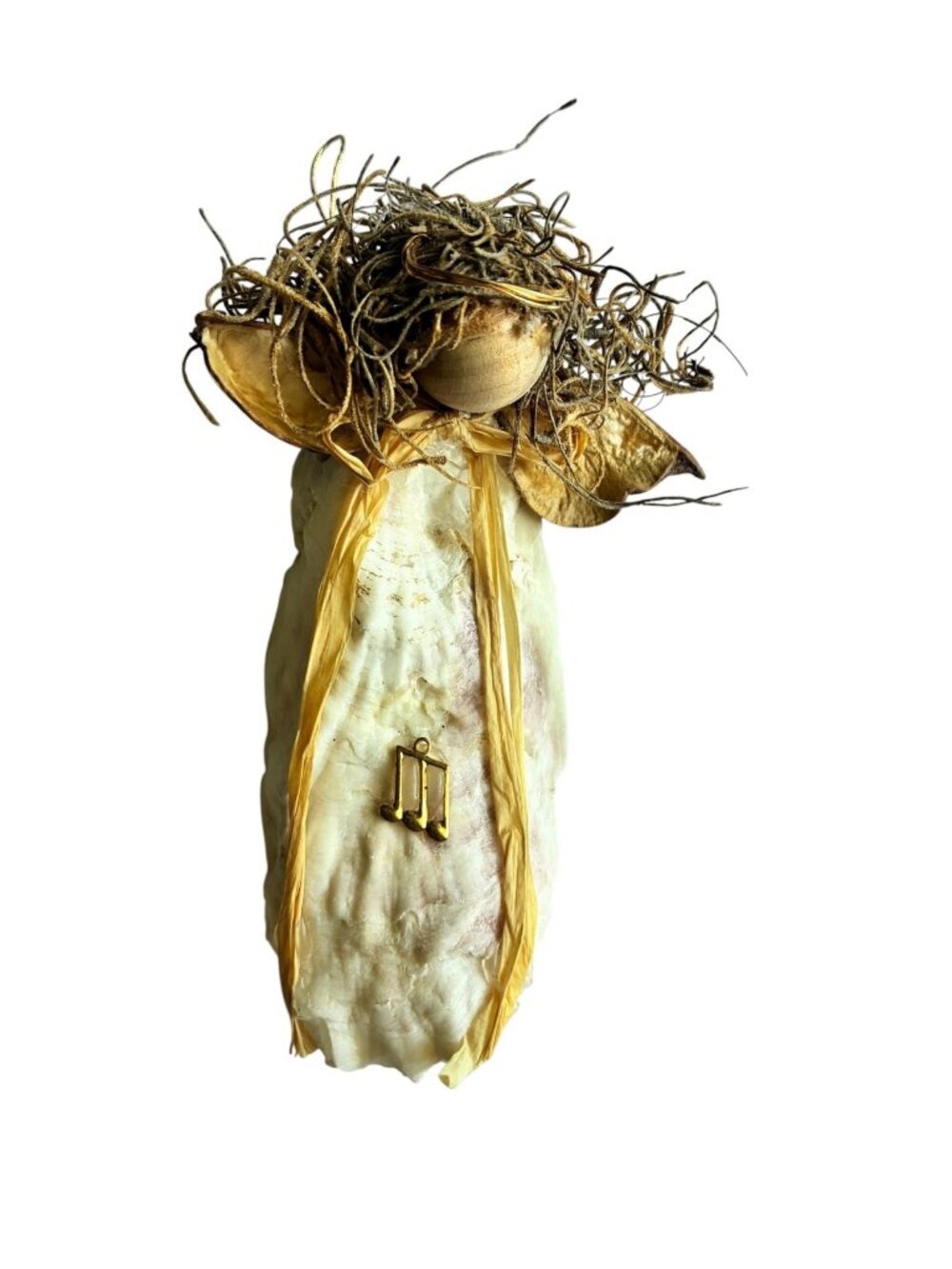 Savannah Coastal Angel Oyster Shell Ornament Handmade Musical Note Charm Holiday